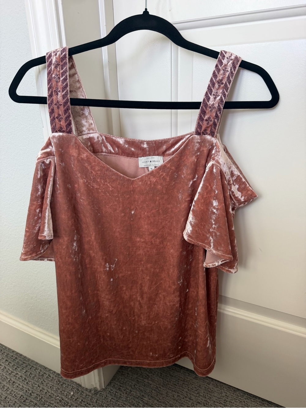 Lucky Brand Rose Velvet Cold-Shoulder Cami